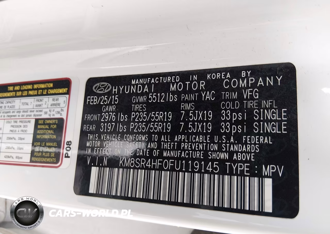 2015 Hyundai Santa Fe Gls VIN:KM8SR4HF0FU119145 - 9