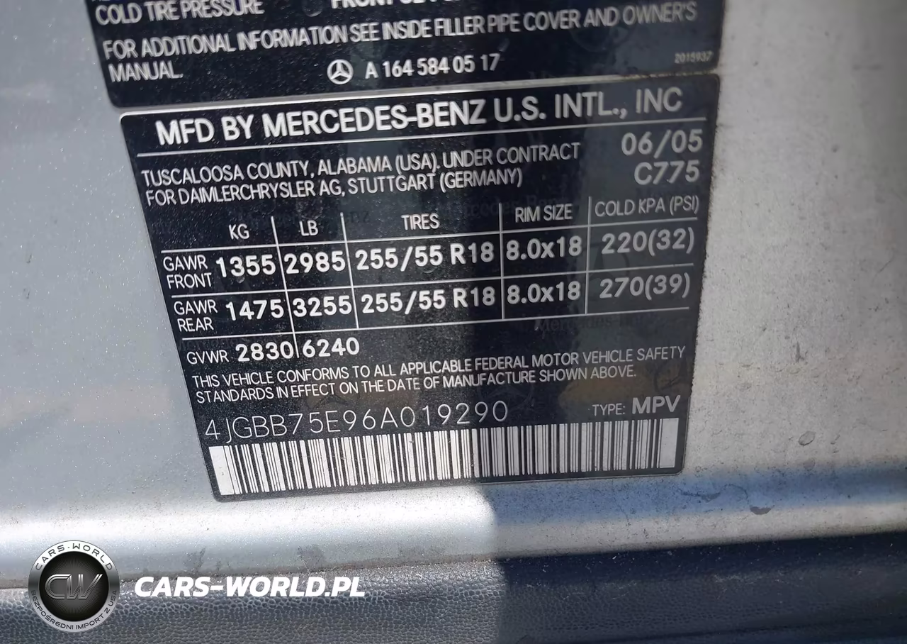 2006 Mercedes-Benz Ml 500 4Matic VIN:4JGBB75E96A019290 - 9