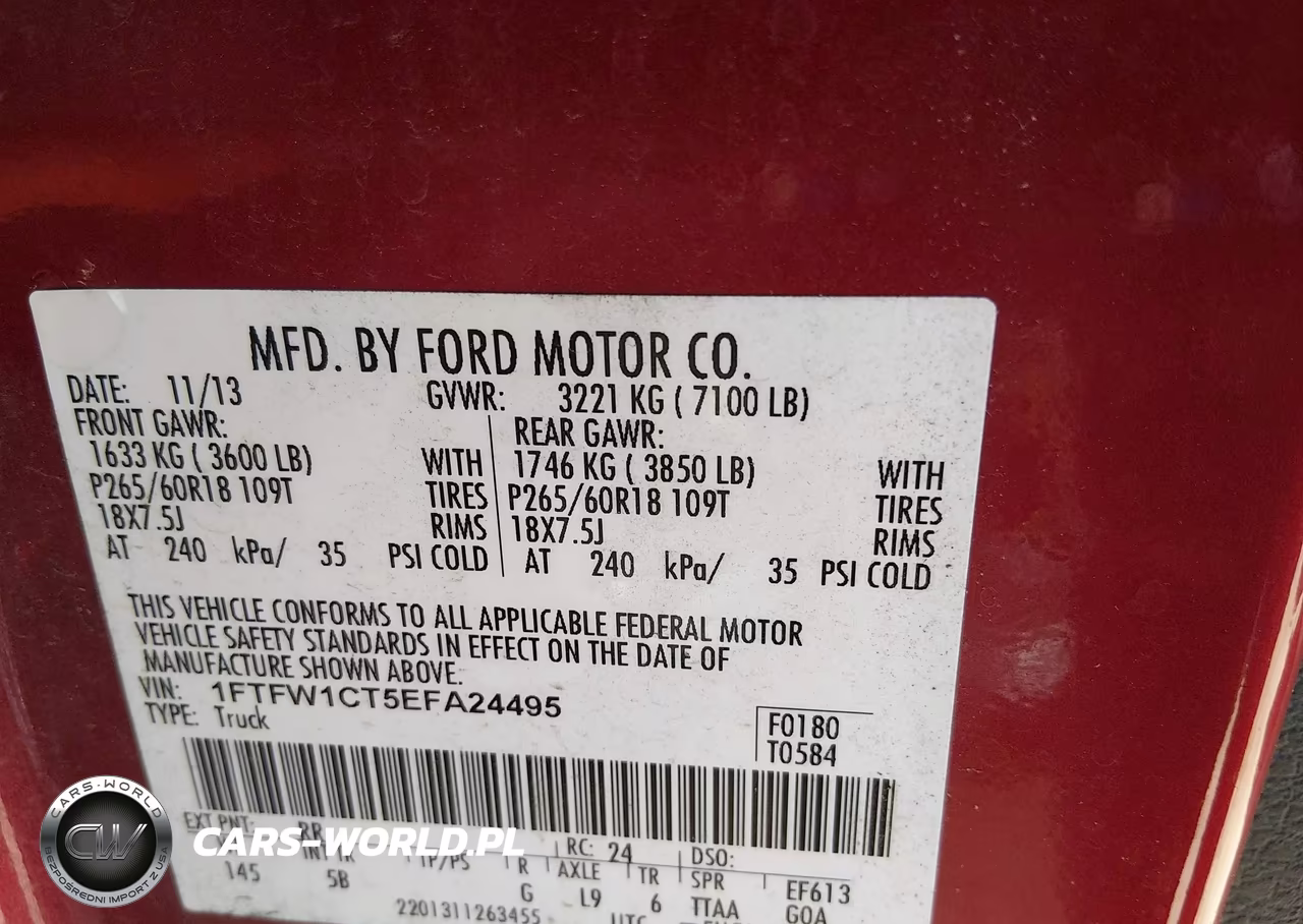 2014 Ford F-150 Fx2 VIN:1FTFW1CT5EFA24495 - 9