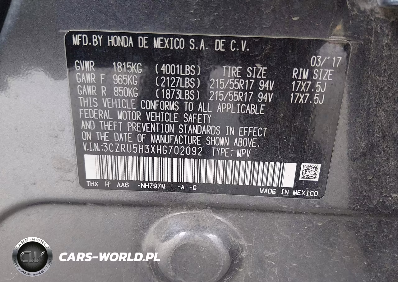 2017 Honda Hr-V Lx VIN:3CZRU5H3XHG702092 - 9