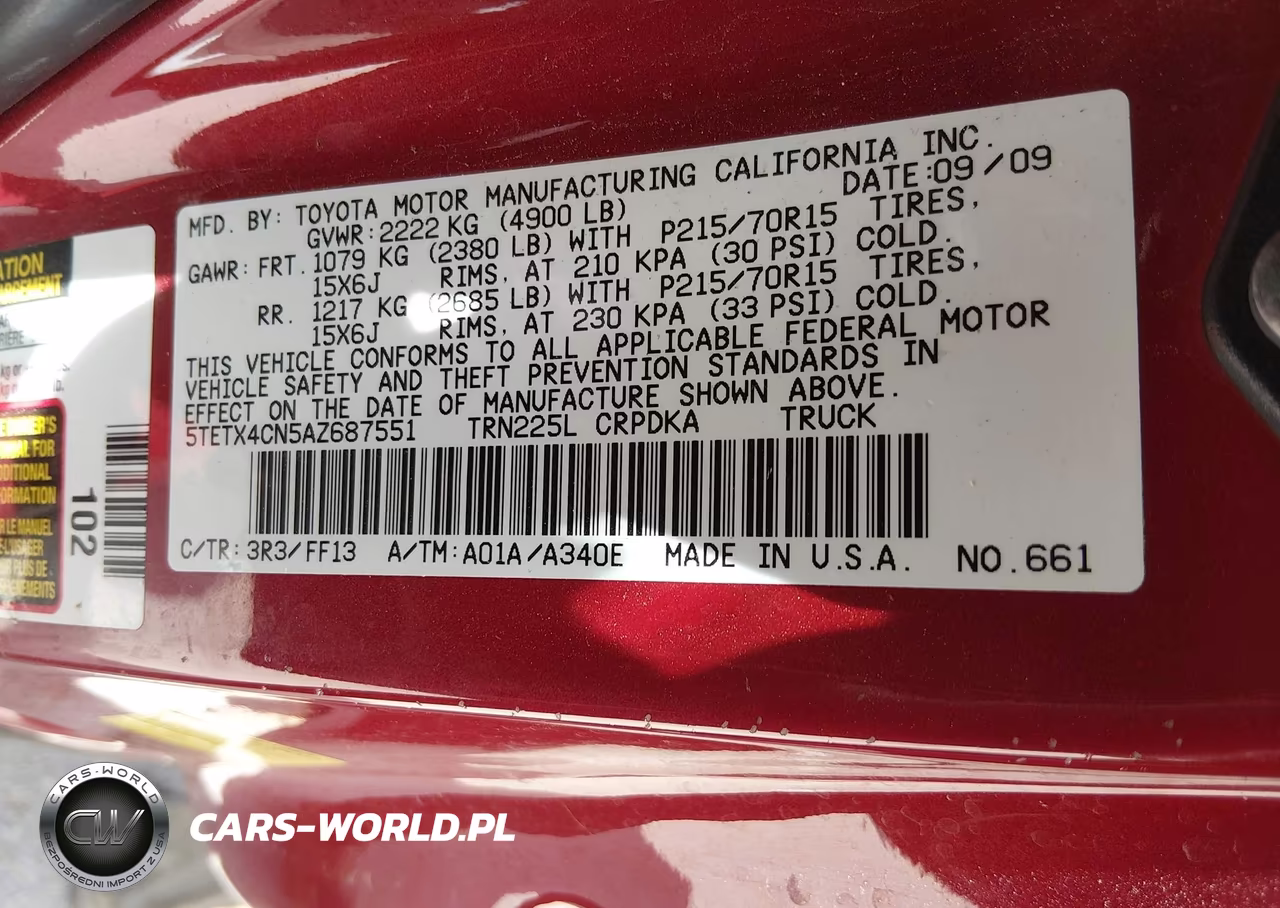 2010 Toyota Tacoma VIN:5TETX4CN5AZ687551 - 9