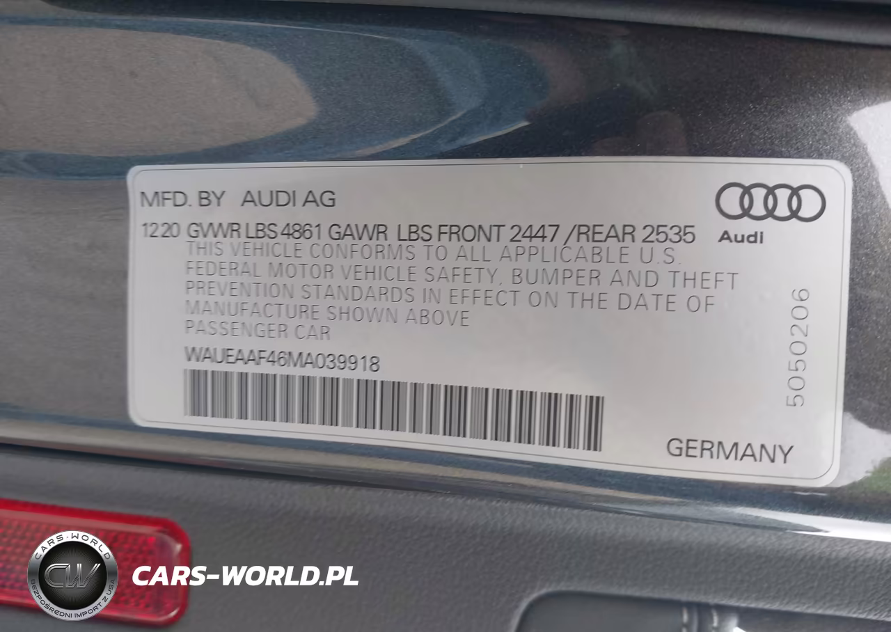 2021 Audi A4 Premium Plus 45 Tfsi S Line Quattro S Tronic VIN:WAUEAAF46MA039918 - 9
