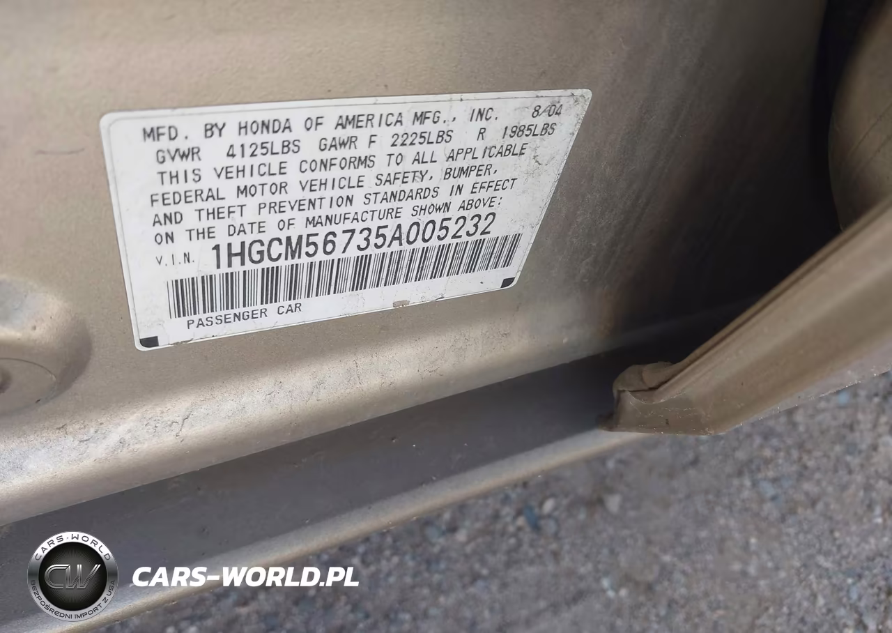 2005 Honda Accord 2.4 Ex VIN:1HGCM56735A005232 - 9