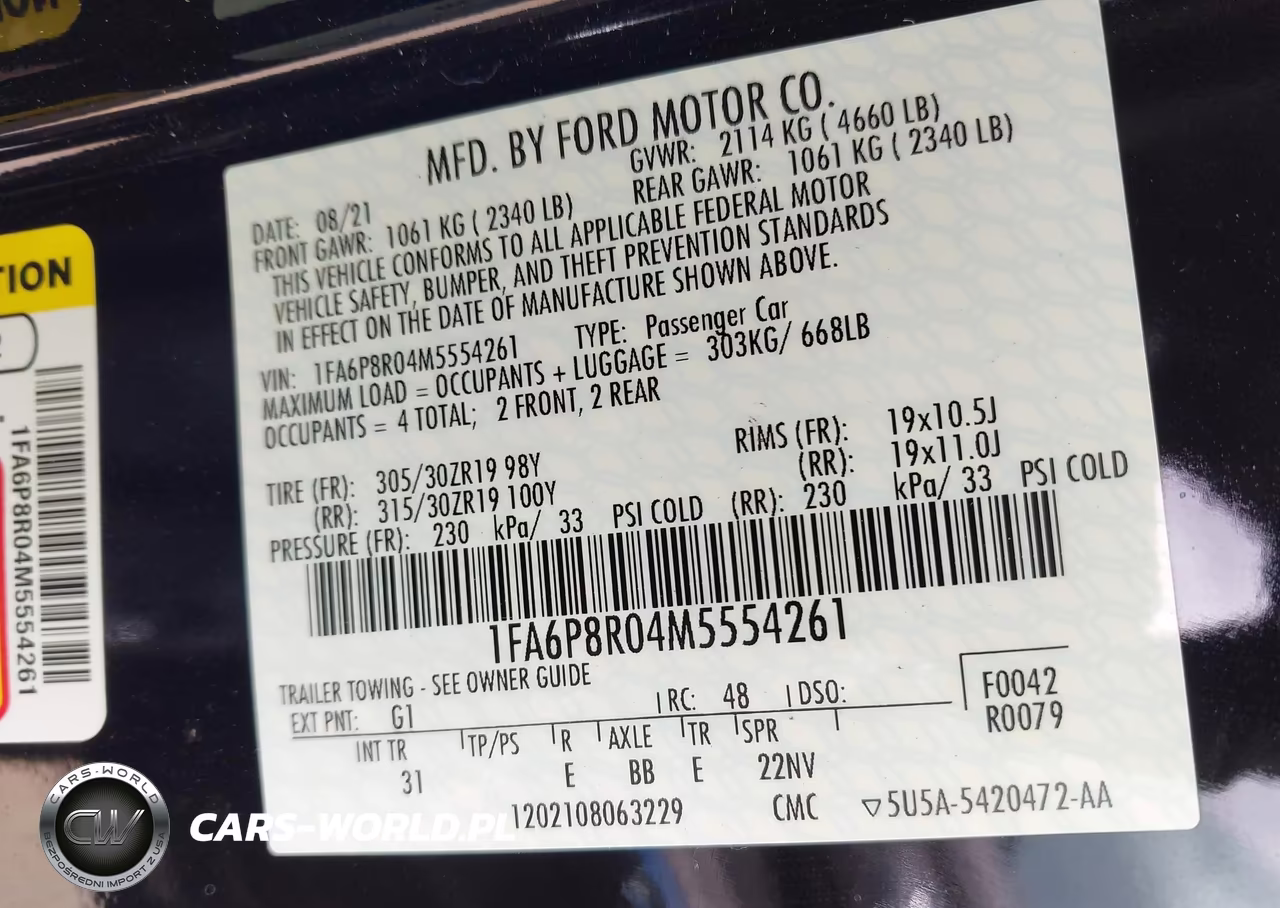 2021 Ford Mustang Mach 1 Fastback VIN:1FA6P8R04M5554261 - 9