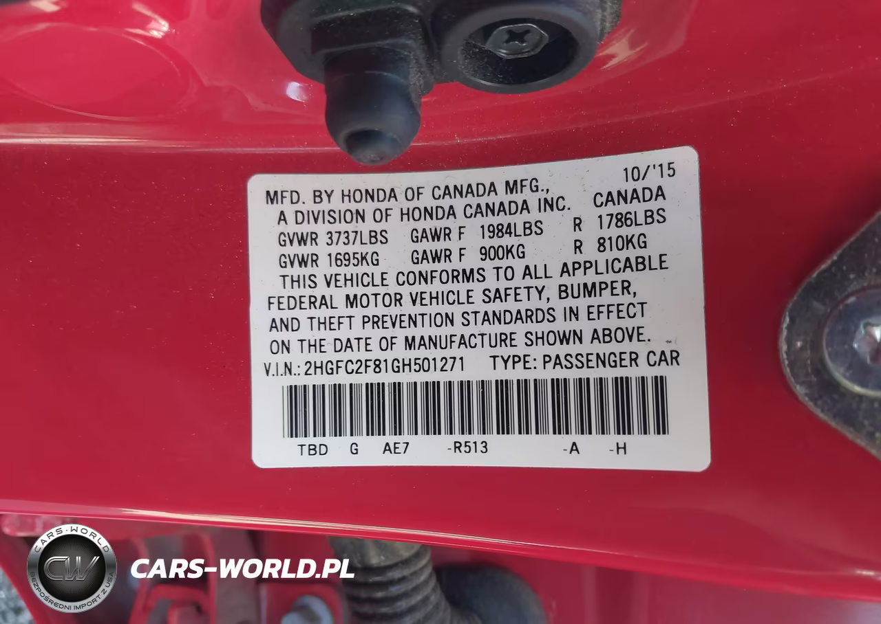 2016 Honda Civic Ex VIN:2HGFC2F81GH501271 - 9