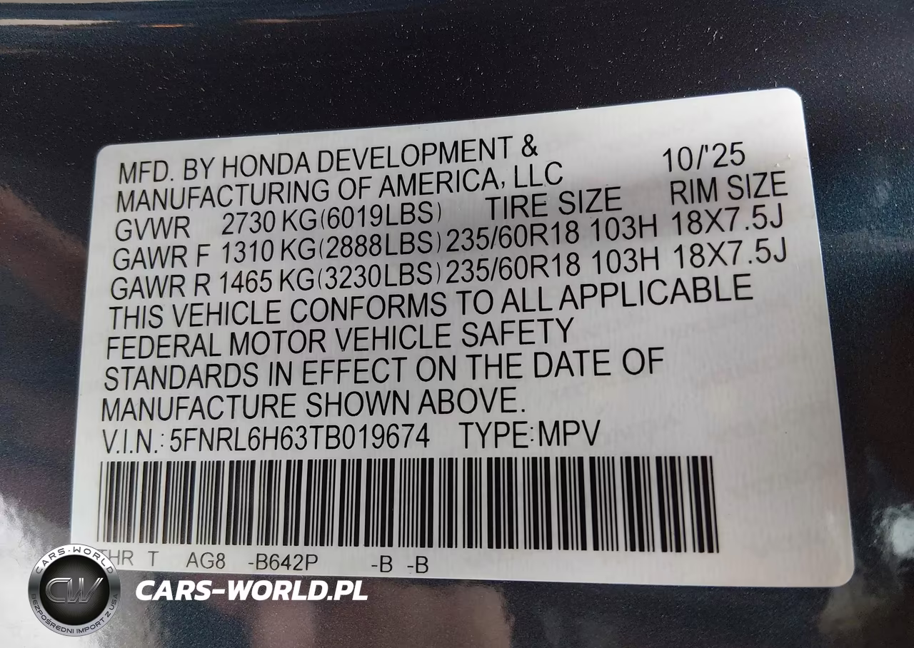 2026 Honda Odyssey Ex-L VIN:5FNRL6H63TB019674 - 9