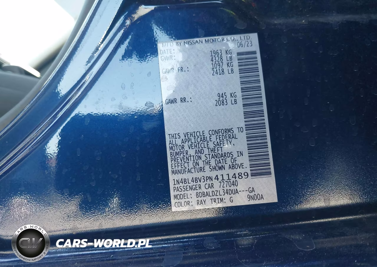 2023 Nissan Altima S Fwd VIN:1N4BL4BV3PN411489 - 9