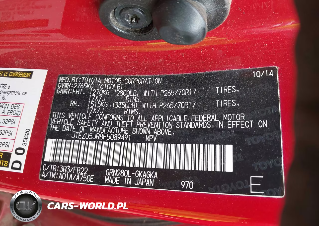 2015 Toyota 4Runner Sr5 VIN:JTEZU5JR8F5089491 - 9