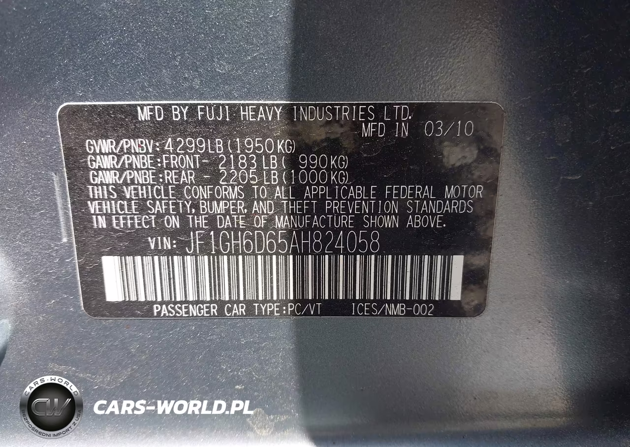 2010 Subaru Impreza Outback Sport VIN:JF1GH6D65AH824058 - 9