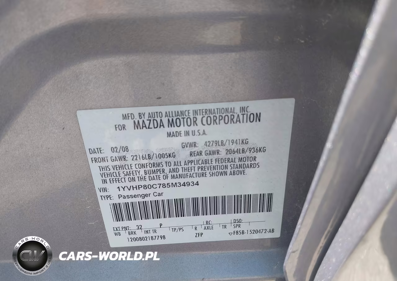 2008 Mazda Mazda6 I Sport Ve VIN:1YVHP80C785M34934 - 9