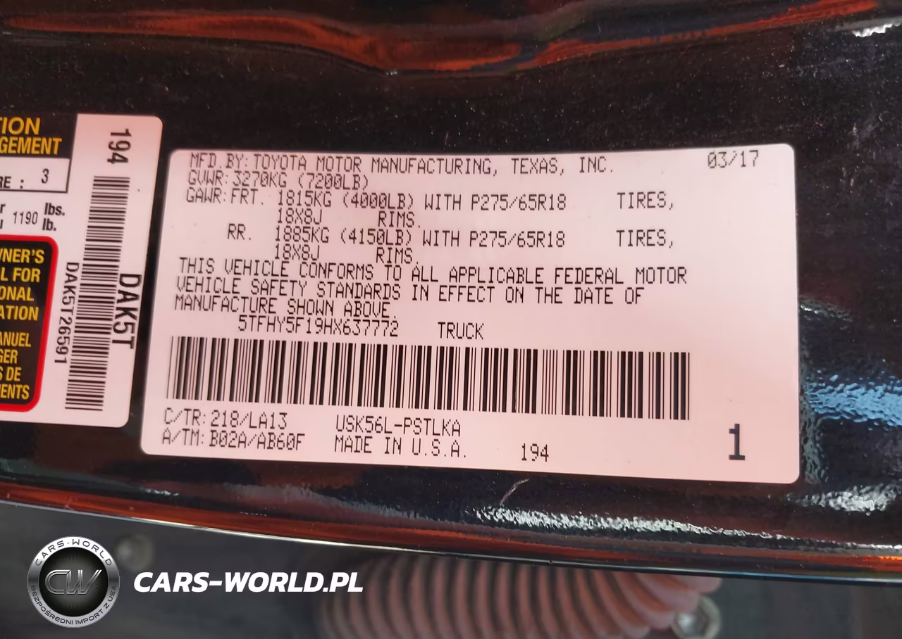 2017 Toyota Tundra Limited 5.7L V8 VIN:5TFHY5F19HX637772 - 9