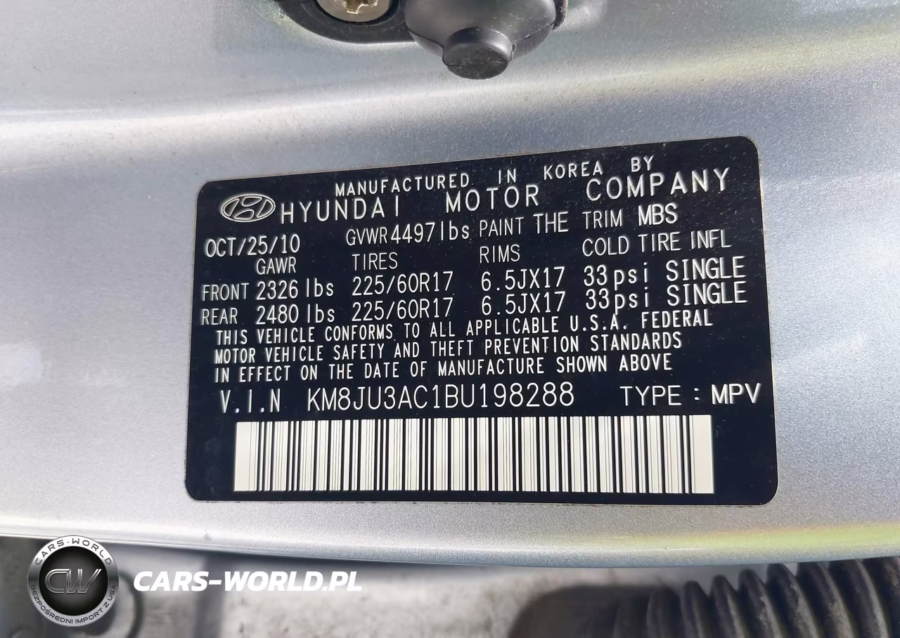 2011 Hyundai Tucson Gls VIN:KM8JU3AC1BU198288 - 9