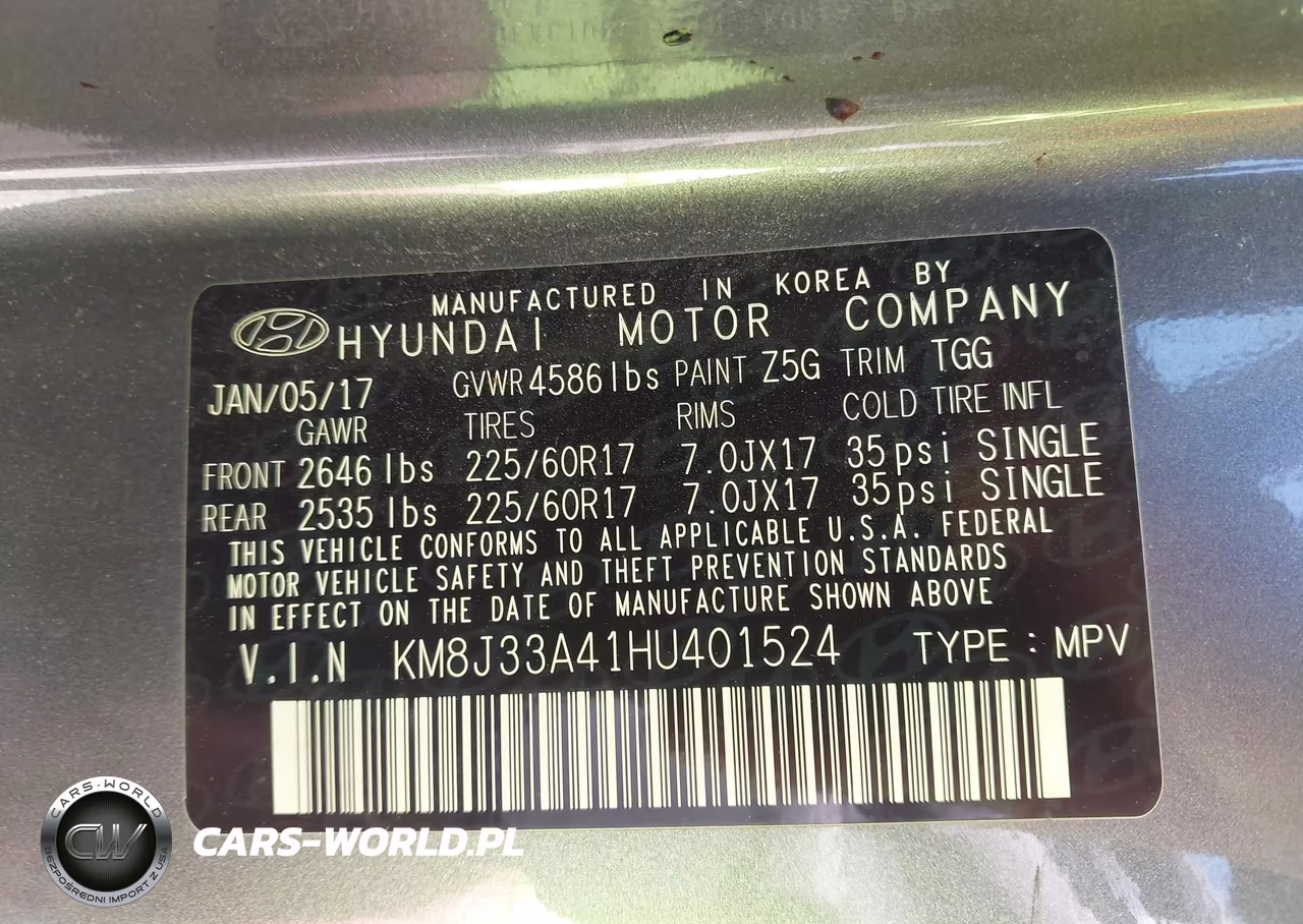 2017 Hyundai Tucson Se VIN:KM8J33A41HU401524 - 9