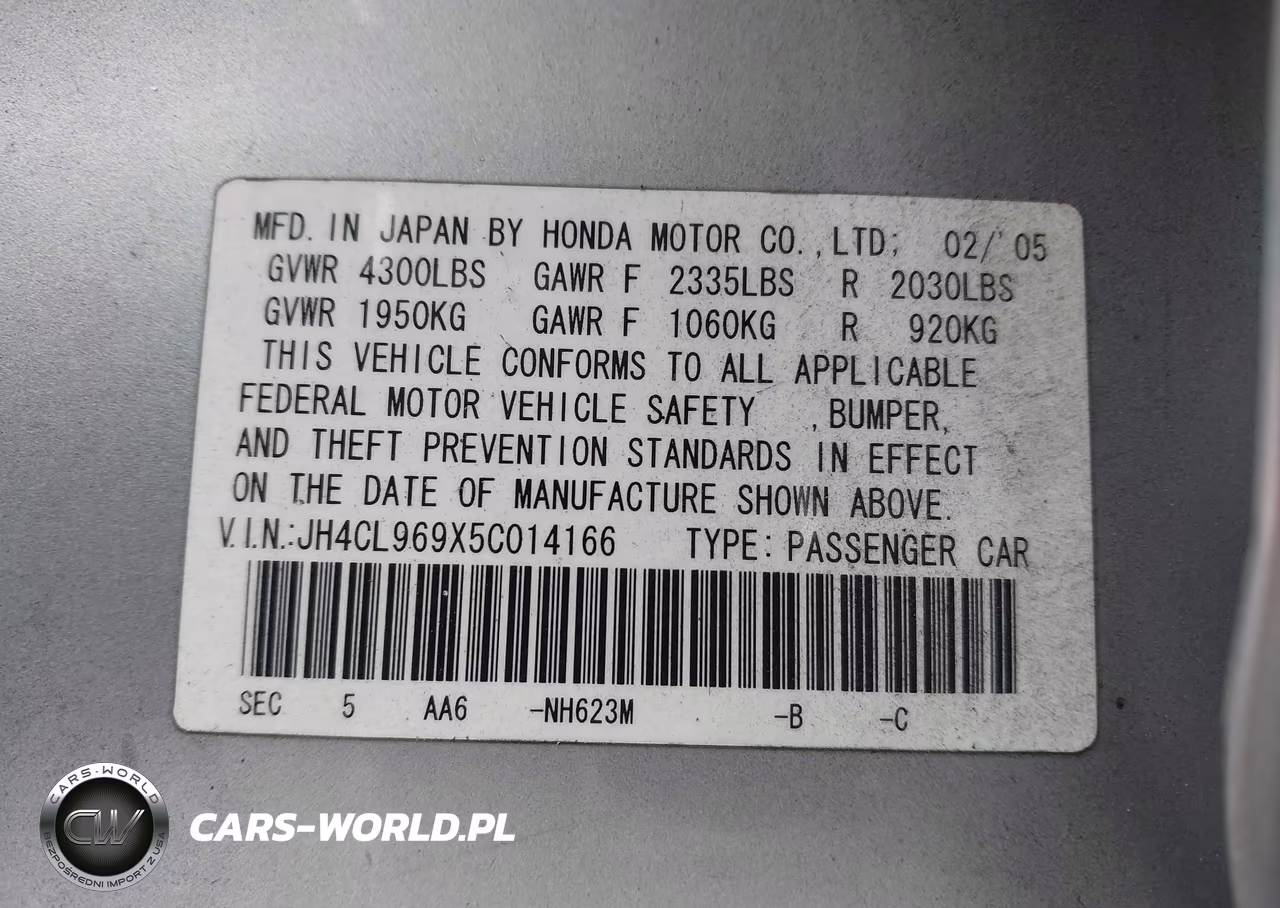 2005 Acura Tsx Base W-Navigation (A5) VIN:JH4CL969X5C014166 - 9