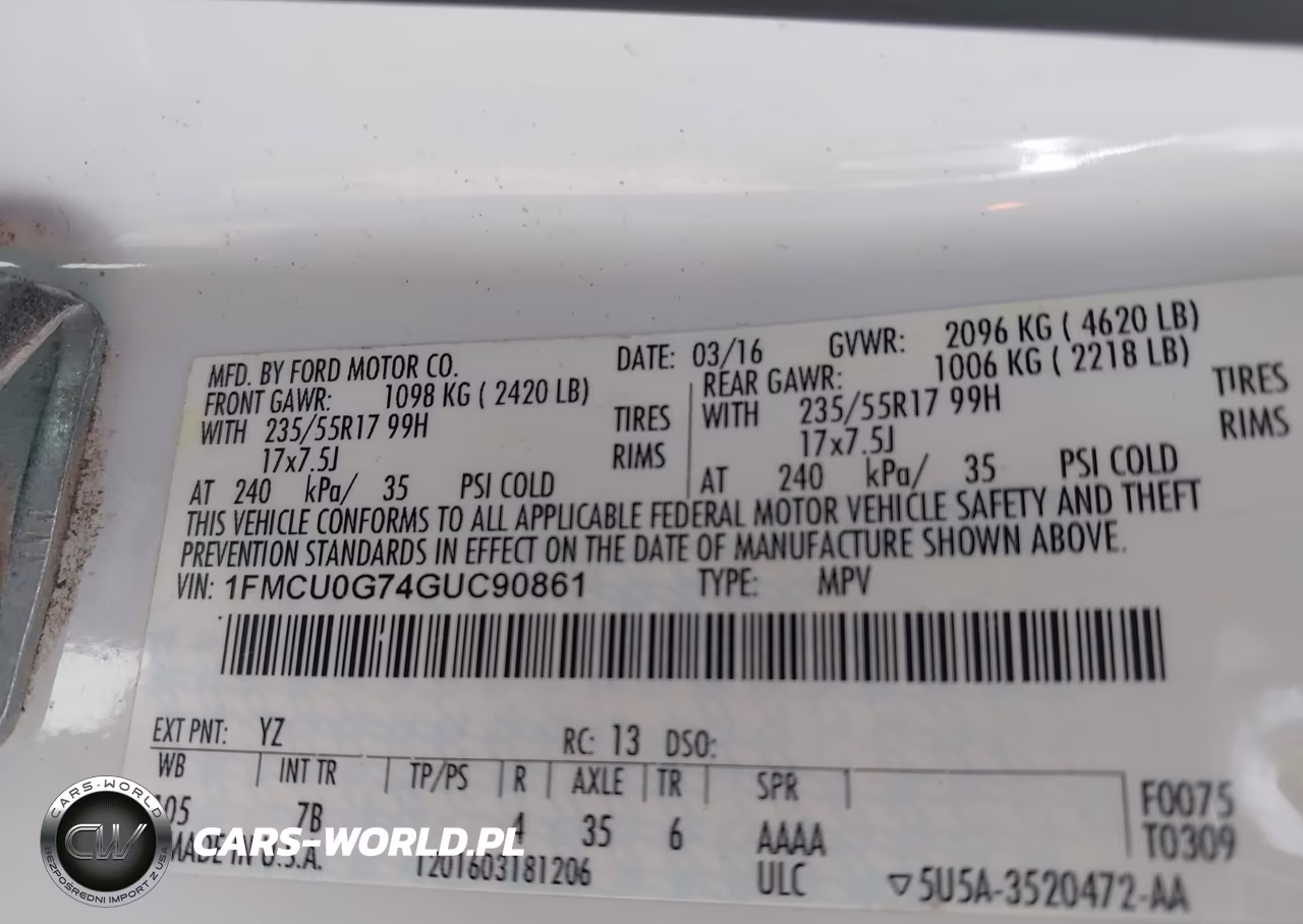 2016 Ford Escape Se VIN:1FMCU0G74GUC90861 - 9