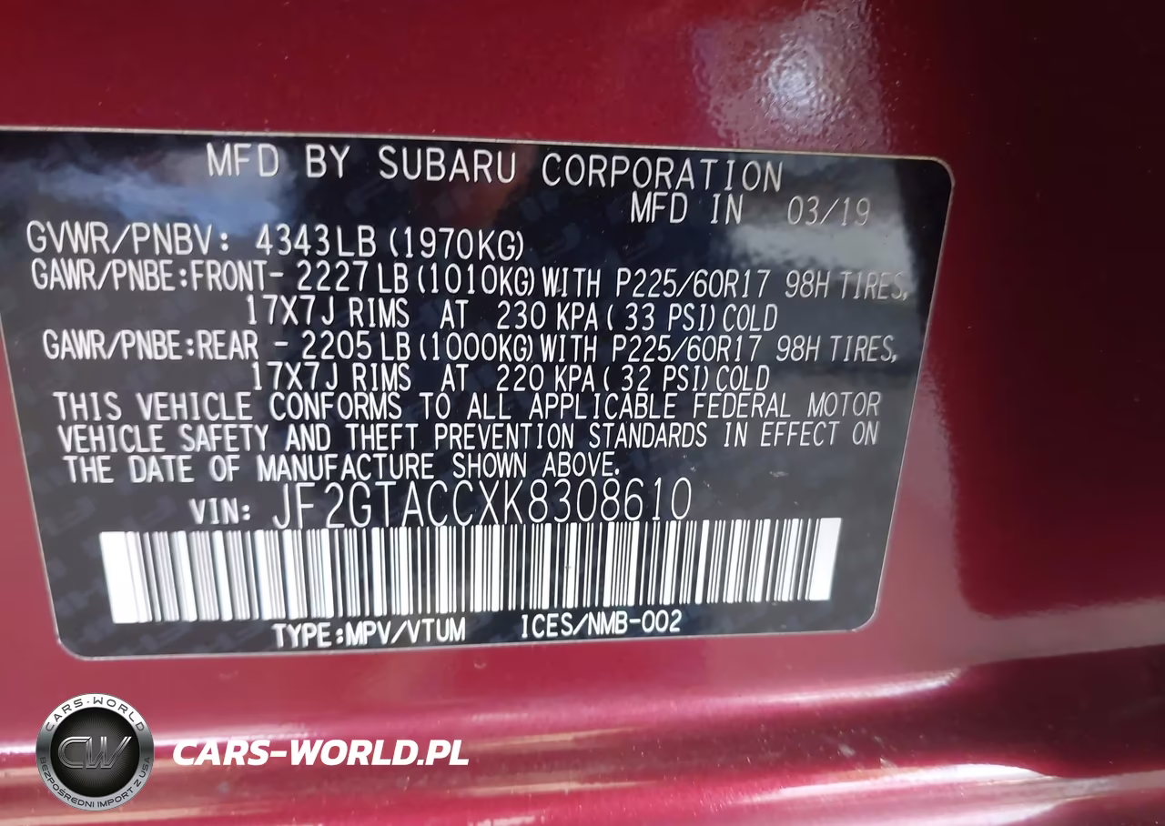 2019 Subaru Crosstrek 2.0I Premium VIN:JF2GTACCXK8308610 - 9
