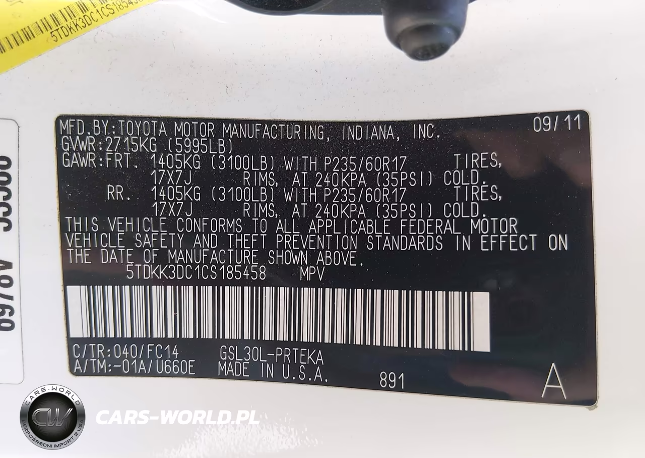 2012 Toyota Sienna Le V6 8 Passenger VIN:5TDKK3DC1CS185458 - 9