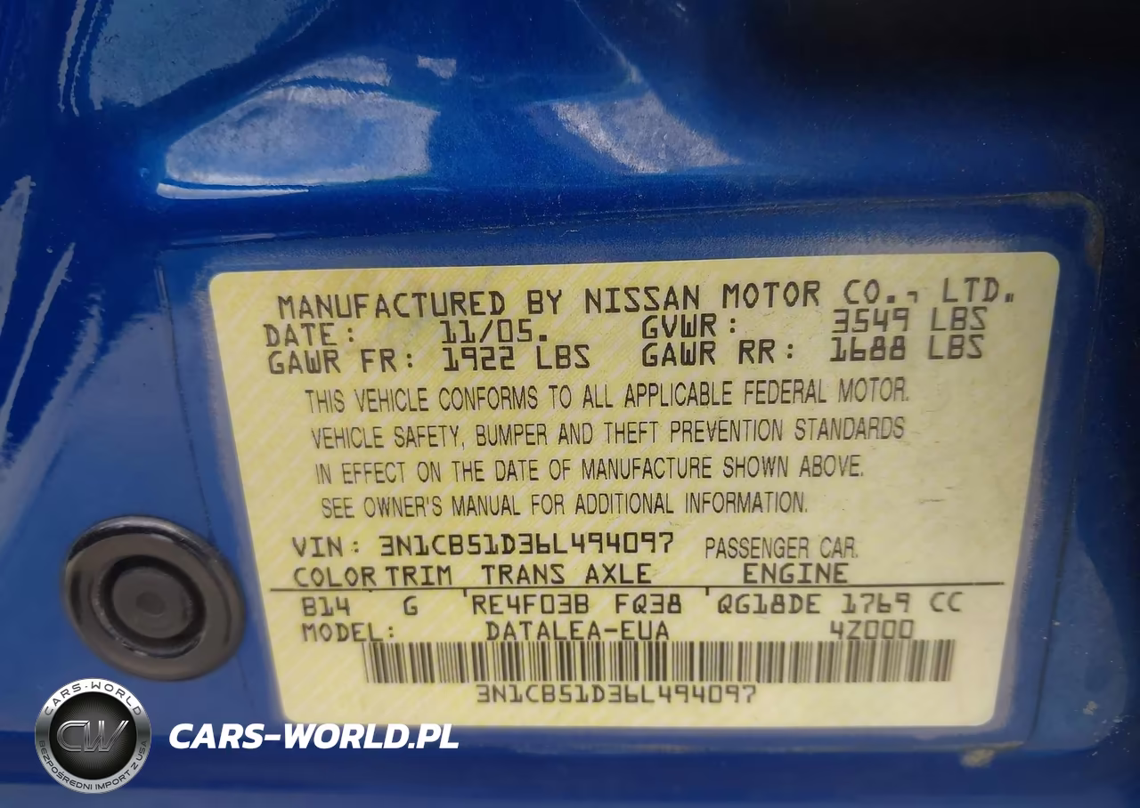 2006 Nissan Sentra 1.8S VIN:3N1CB51D36L494097 - 9