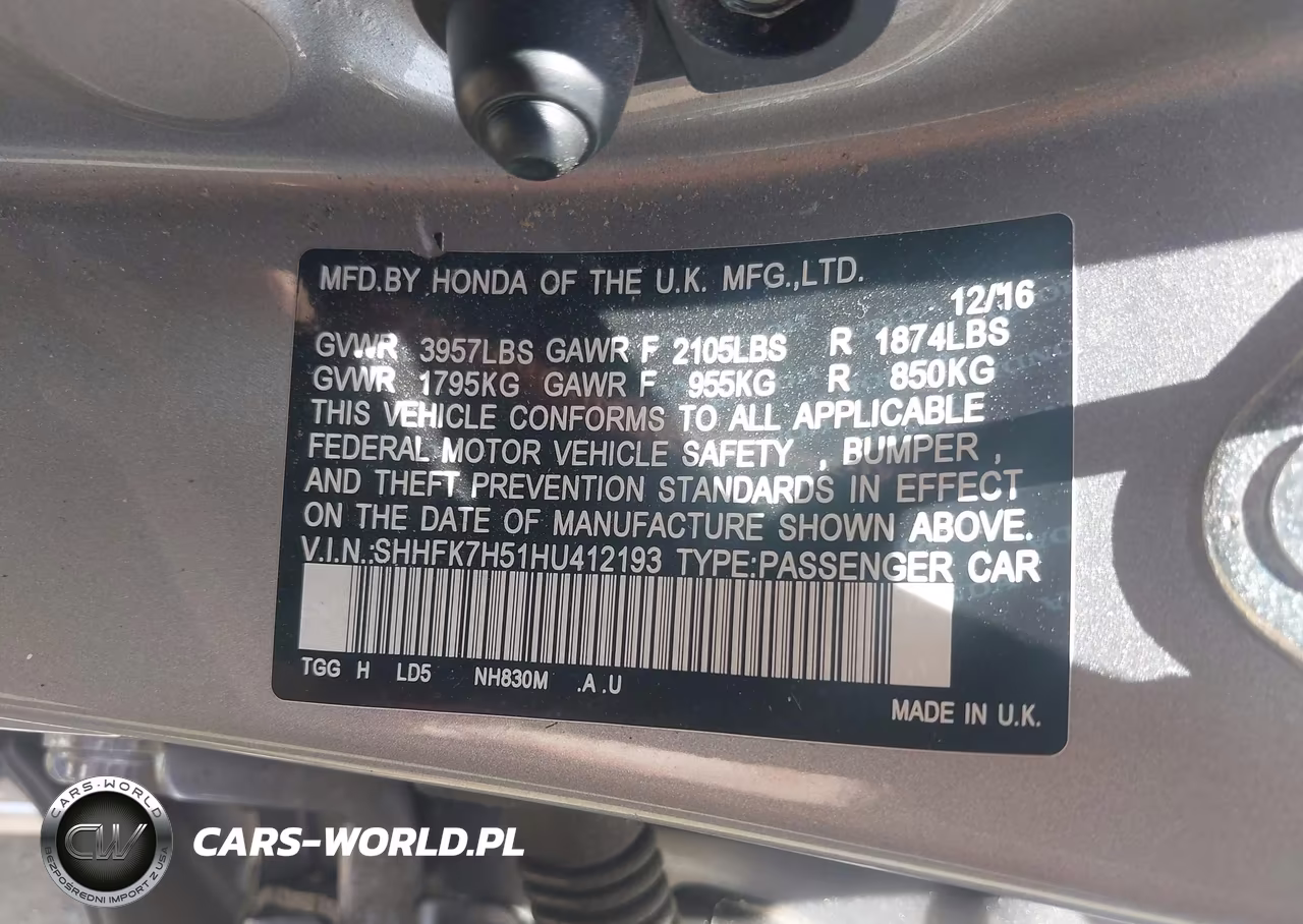 2017 Honda Civic Ex VIN:SHHFK7H51HU412193 - 9