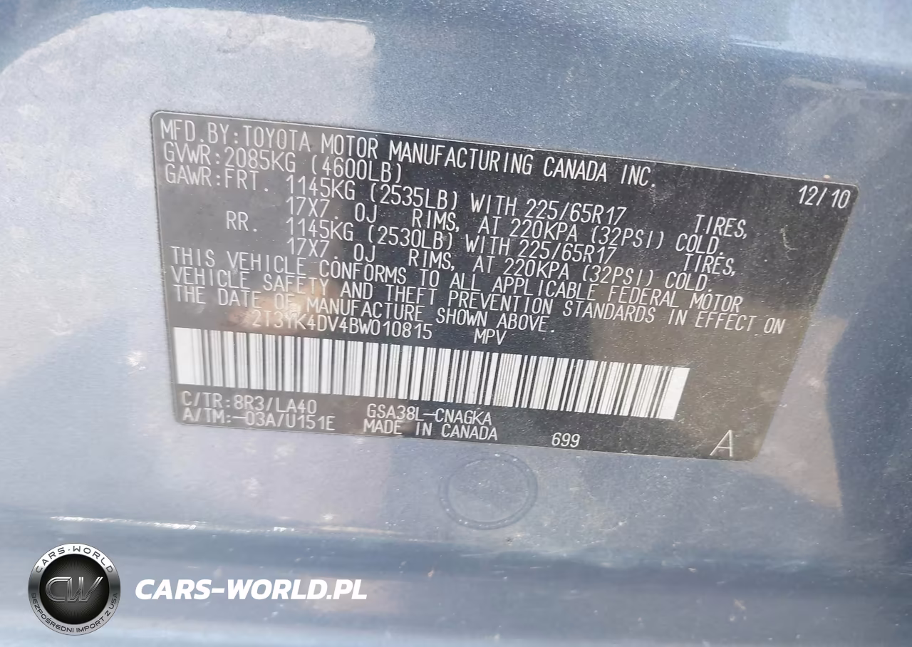 2011 Toyota Rav4 Limited V6 VIN:2T3YK4DV4BW010815 - 9