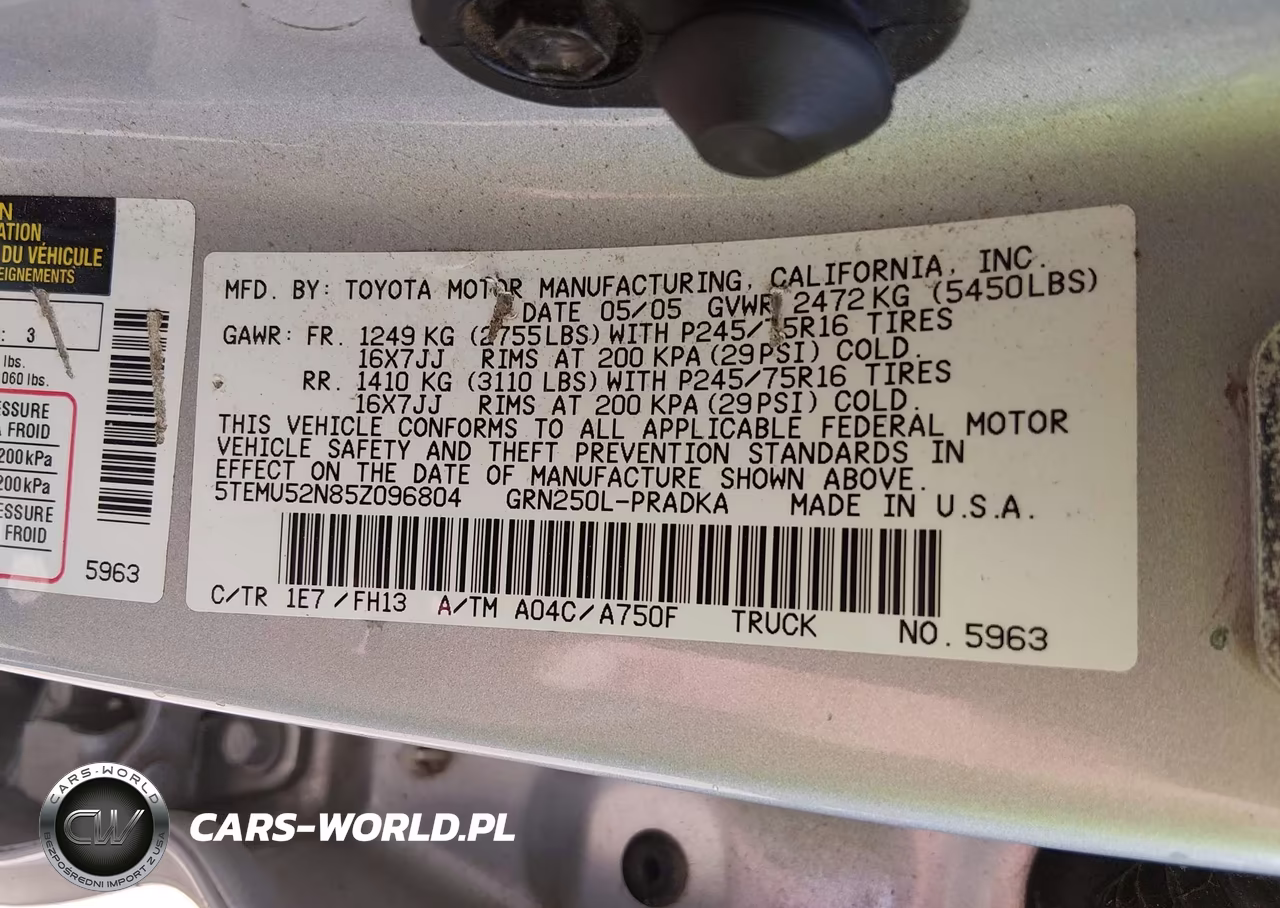 2005 Toyota Tacoma Base V6 VIN:5TEMU52N85Z096804 - 9