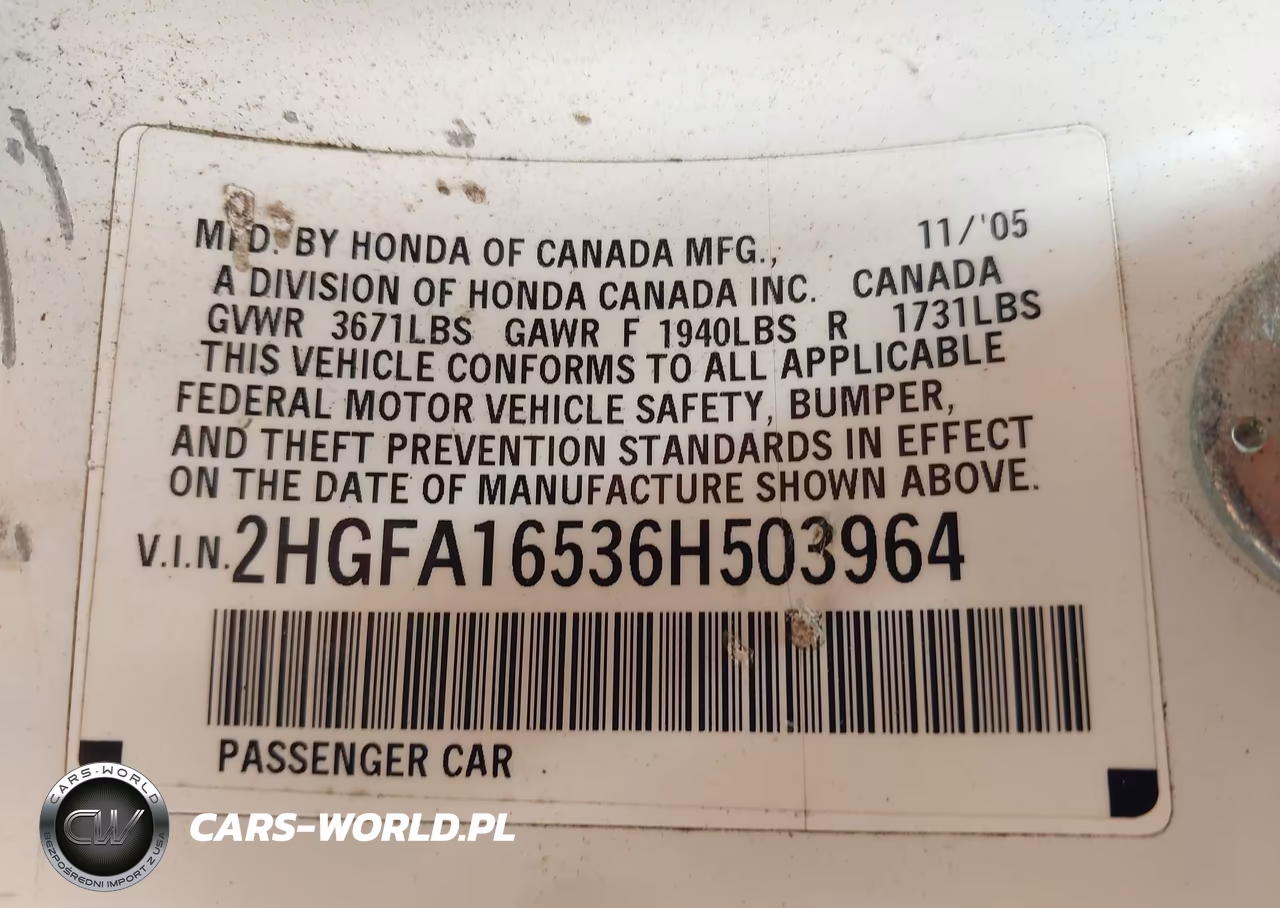 2006 Honda Civic Lx VIN:2HGFA16536H503964 - 9