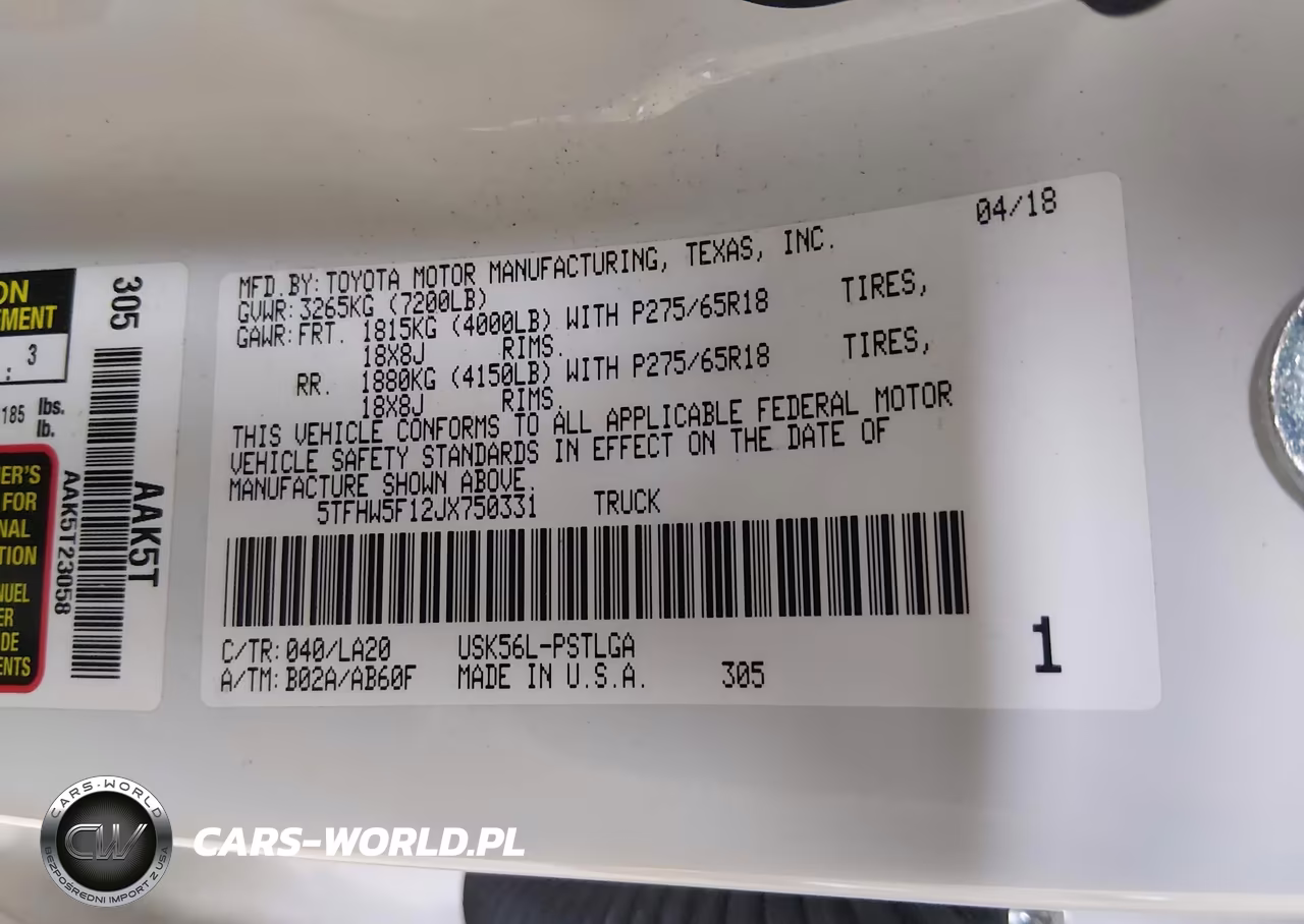 2018 Toyota Tundra Limited 5.7L V8 VIN:5TFHW5F12JX750331 - 9