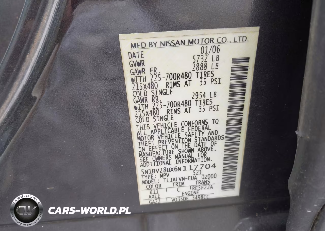 2006 Nissan Quest 3.5 Se VIN:5N1BV28UX6N117704 - 9