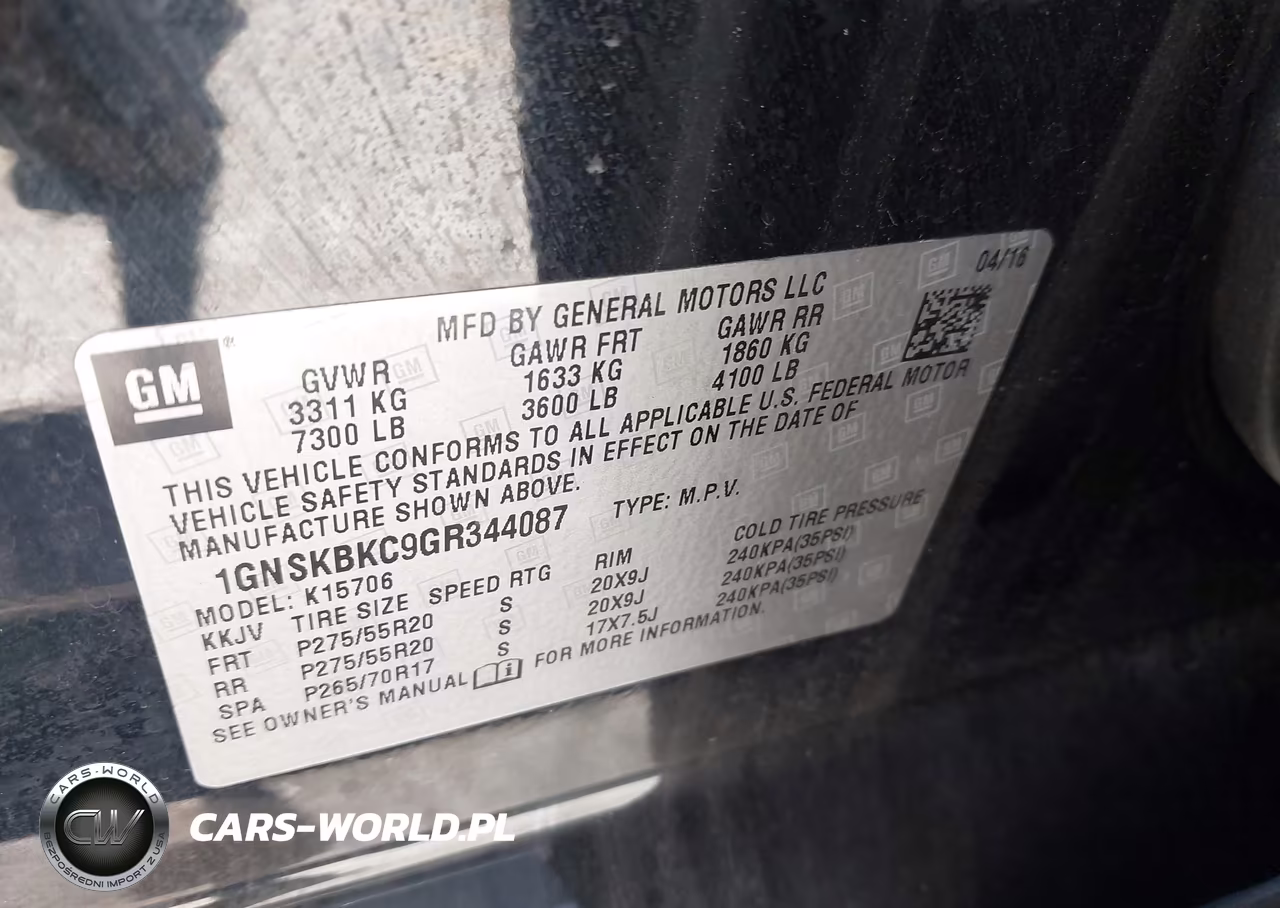 2016 Chevrolet Tahoe Lt VIN:1GNSKBKC9GR344087 - 9