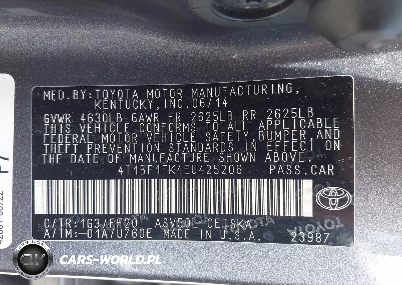 2014 Toyota Camry Se VIN:4T1BF1FK4EU425206 - 9