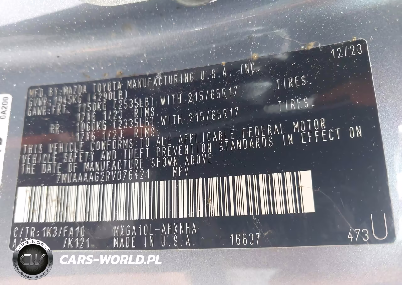 2024 Toyota Corolla Cross L VIN:7MUAAAAG2RV076421 - 9