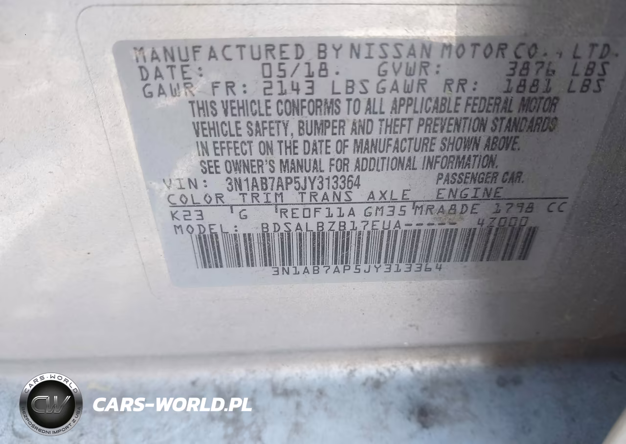 2018 Nissan Sentra S VIN:3N1AB7AP5JY313364 - 9