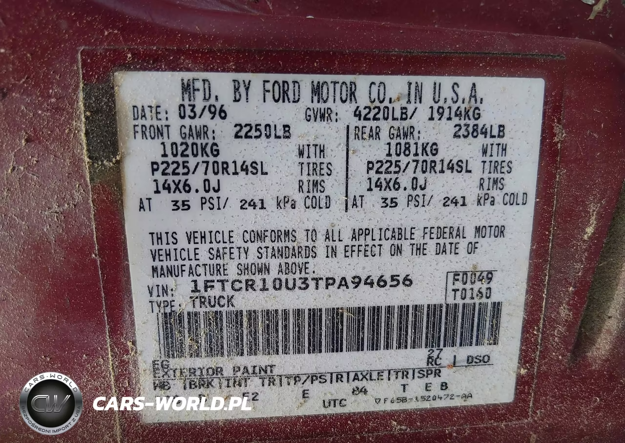 1996 Ford Ranger VIN:1FTCR10U3TPA94656 - 9