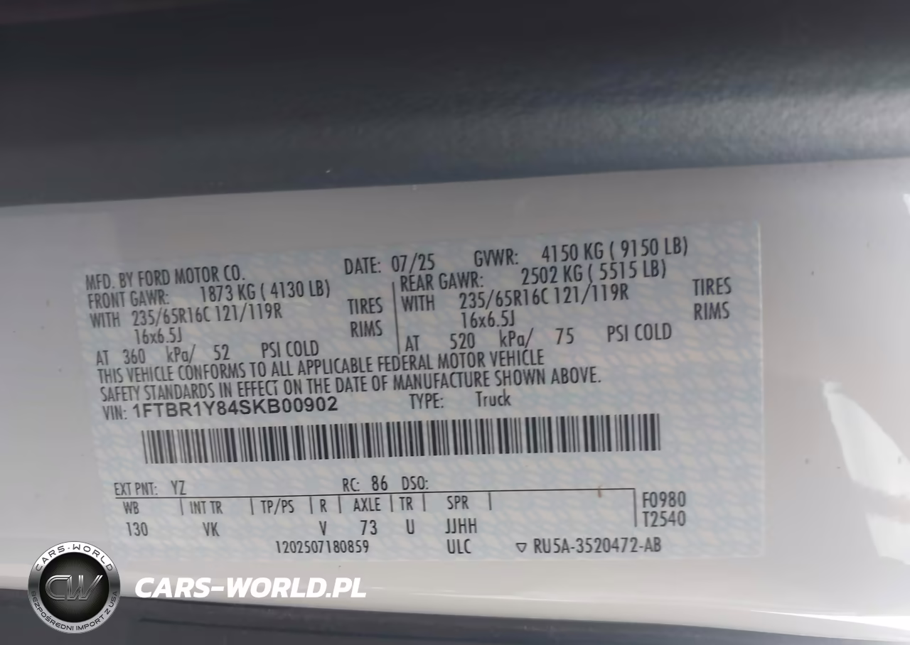 2025 Ford Transit-250 VIN:1FTBR1Y84SKB00902 - 9