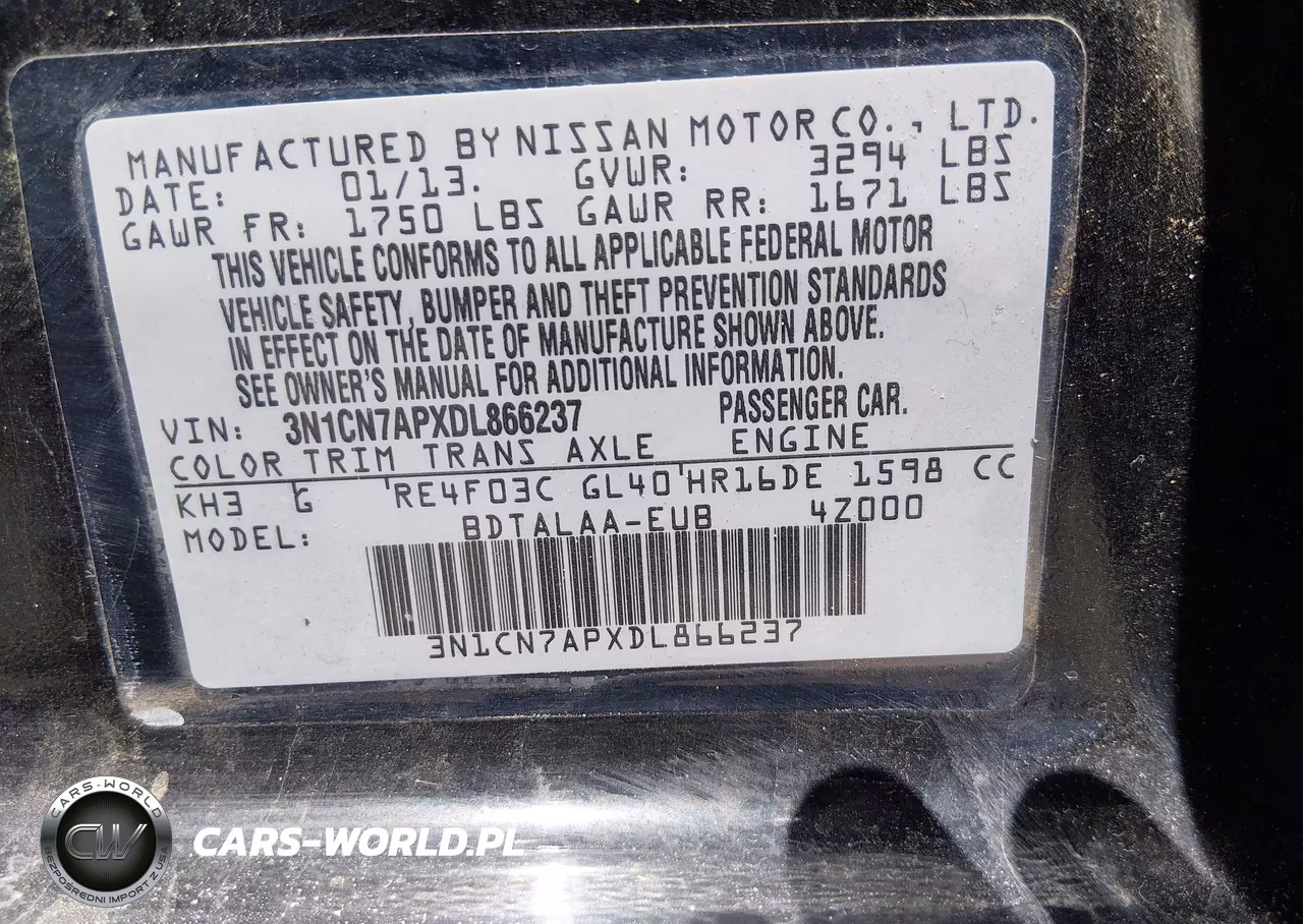 2013 Nissan Versa 1.6 S VIN:3N1CN7APXDL866237 - 9