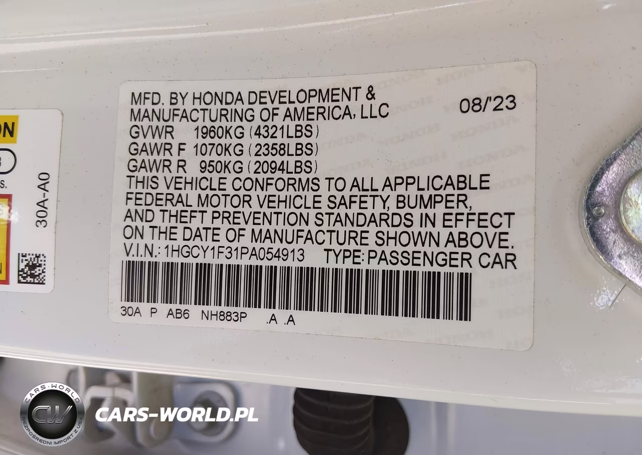 2023 Honda Accord Ex VIN:1HGCY1F31PA054913 - 9