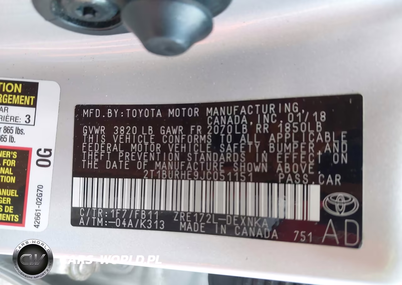 2018 Toyota Corolla Le VIN:2T1BURHE9JC051151 - 9