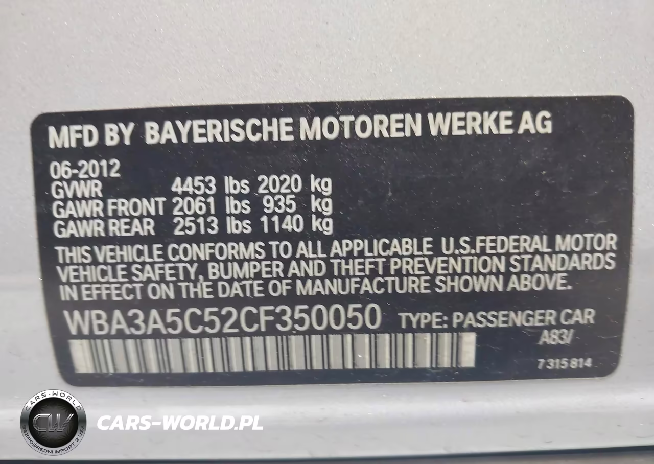 2012 BMW 328I VIN:WBA3A5C52CF350050 - 9