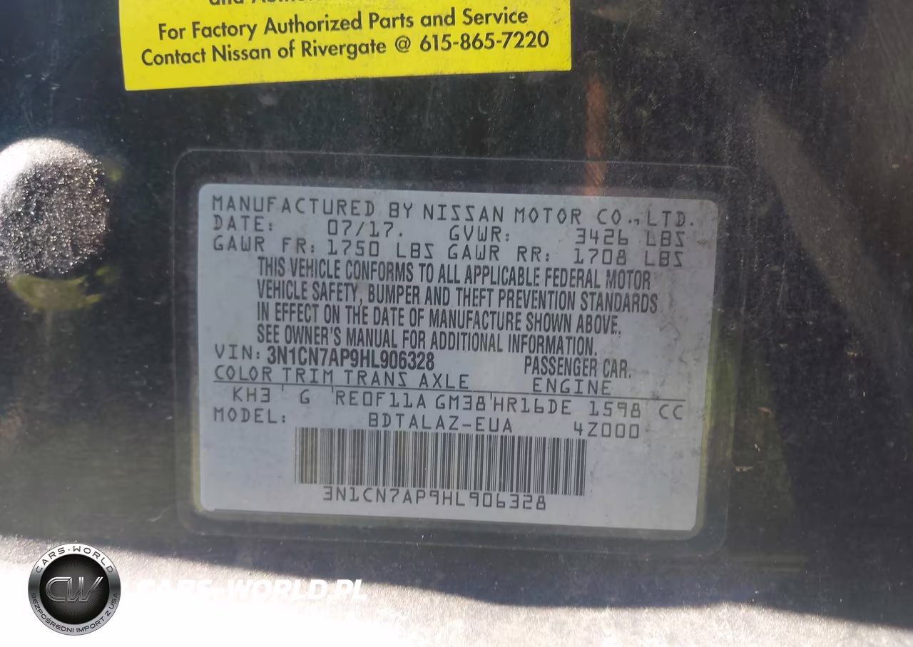 2017 Nissan Versa 1.6 S+ VIN:3N1CN7AP9HL906328 - 9