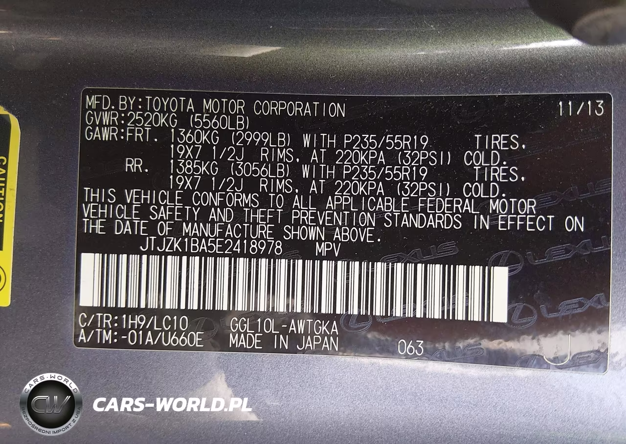 2014 Lexus Rx 350 VIN:JTJZK1BA5E2418978 - 9