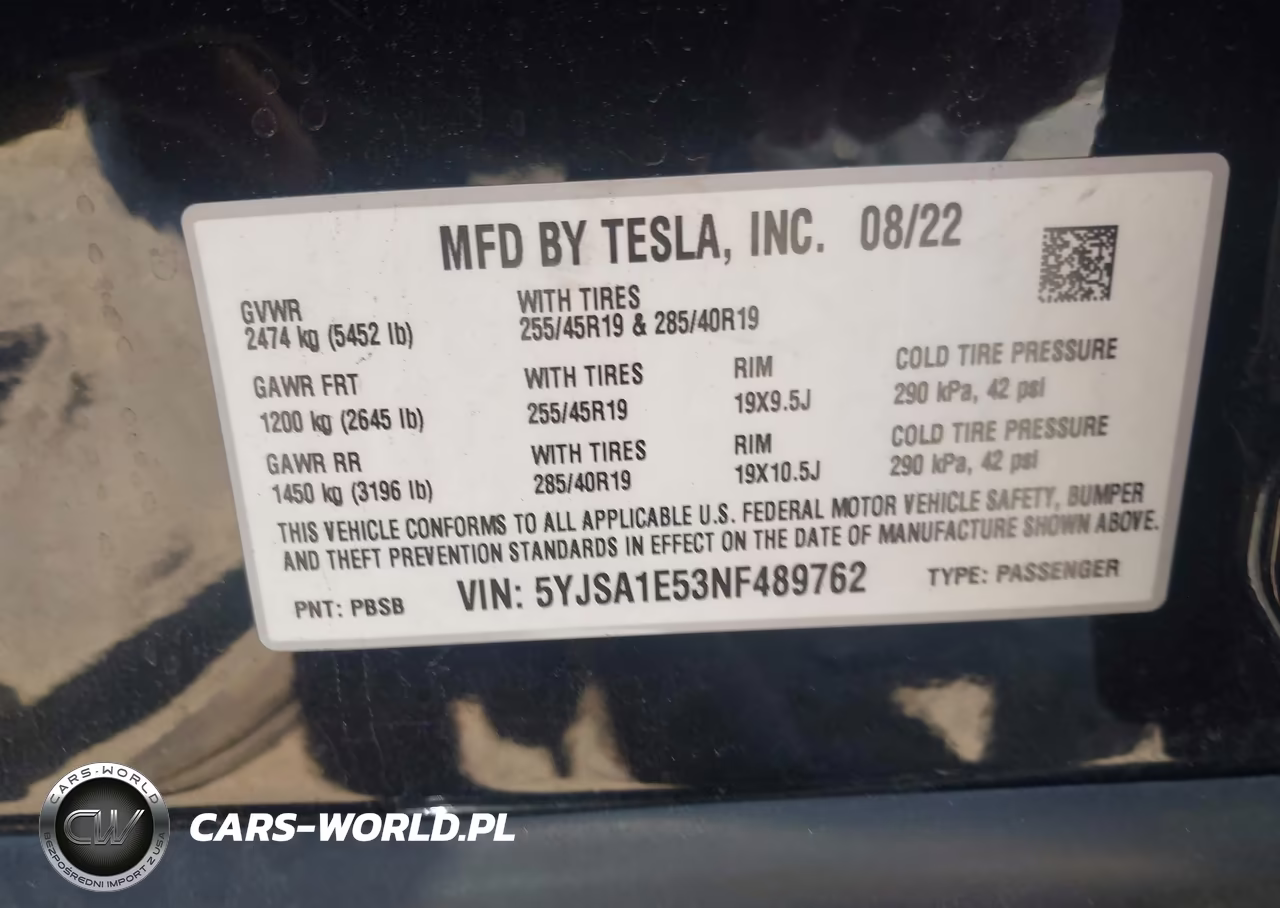 2022 Tesla Model S Dual Motor All-Wheel Drive VIN:5YJSA1E53NF489762 - 9