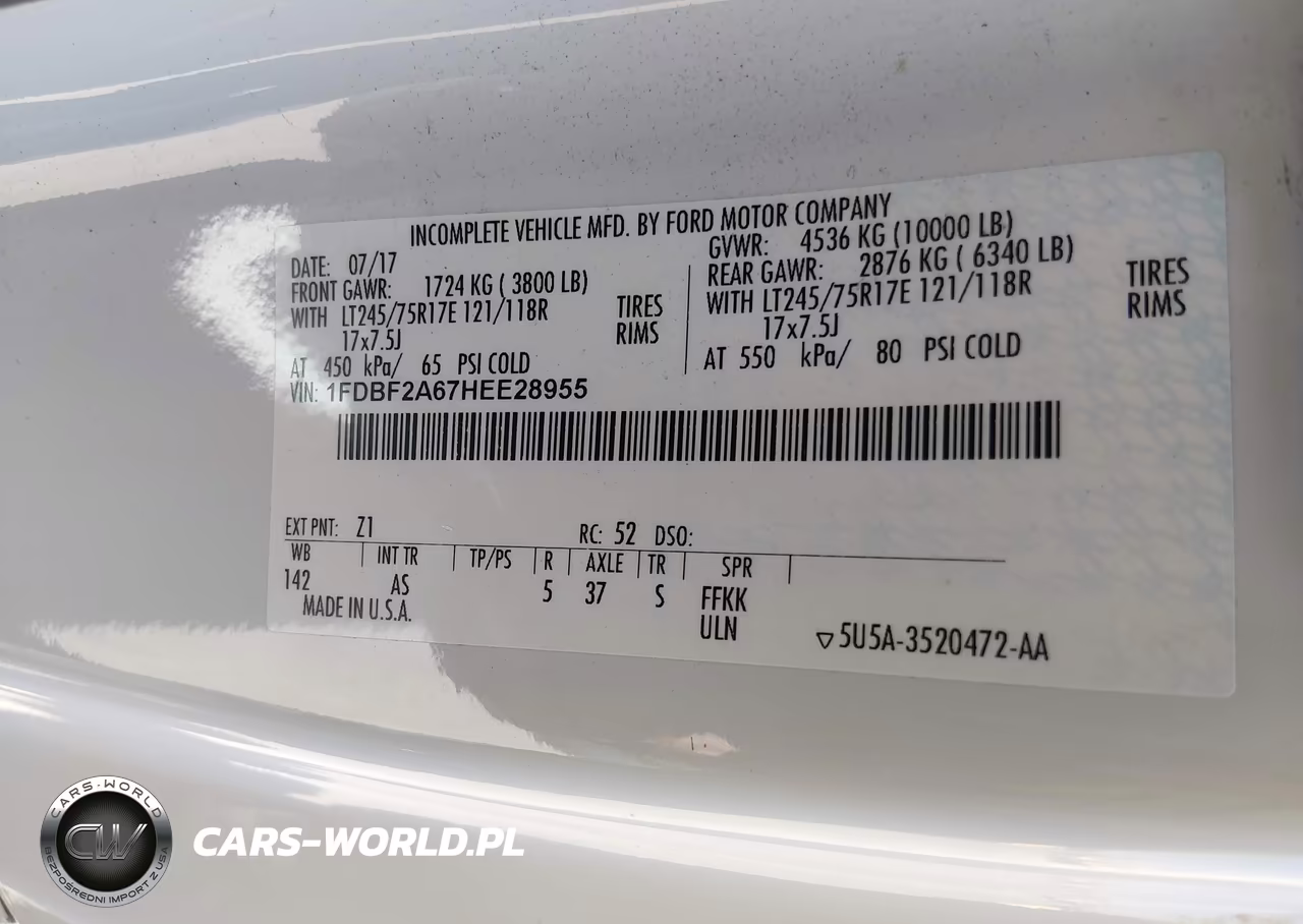 2017 Ford F-250 Xl VIN:1FDBF2A67HEE28955 - 9