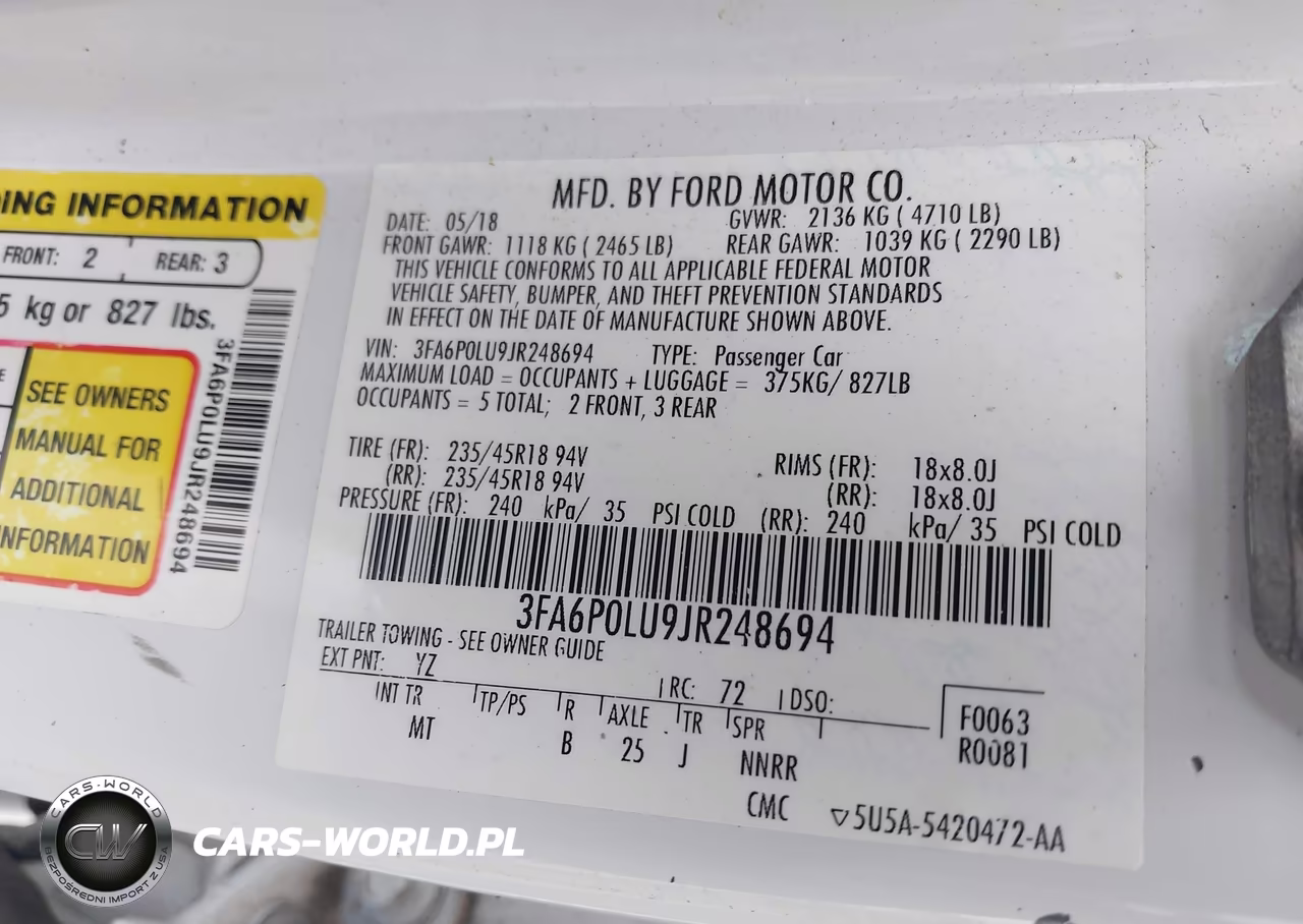 2018 Ford Fusion Hybrid Se VIN:3FA6P0LU9JR248694 - 9