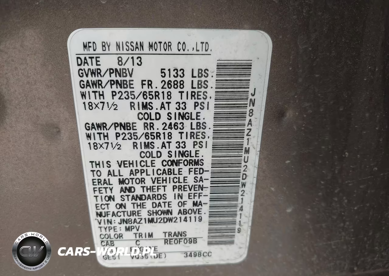 2013 Nissan Murano Sl VIN:JN8AZ1MU2DW214119 - 9