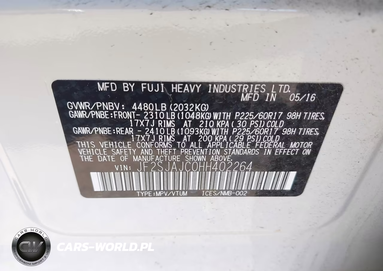 2017 Subaru Forester 2.5I Limited VIN:JF2SJAJC0HH402264 - 9
