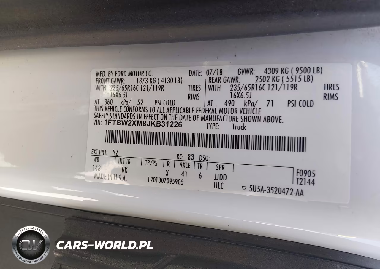 2018 Ford Transit-350 VIN:1FTBW2XM8JKB31226 - 9