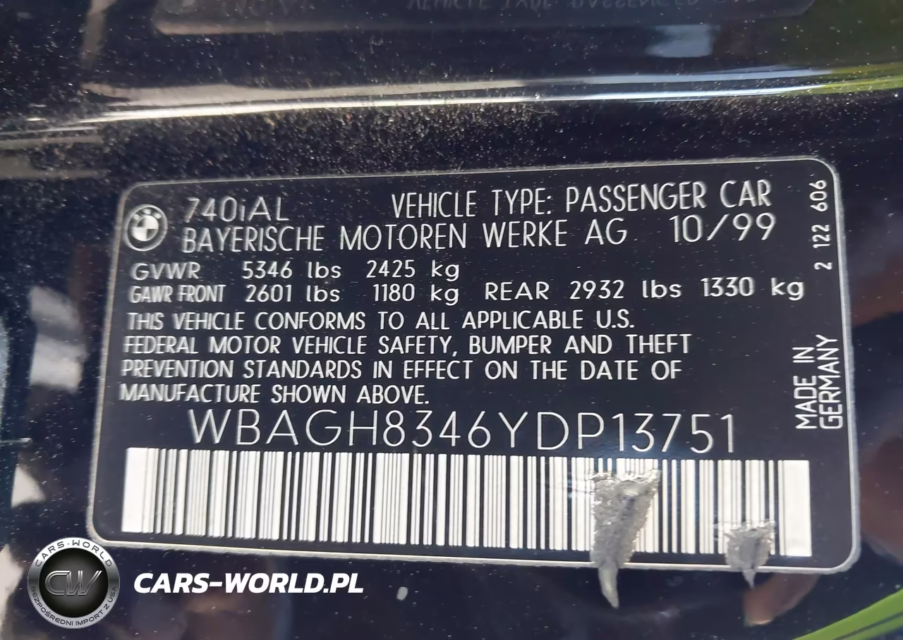 2000 BMW 740Il VIN:WBAGH8346YDP13751 - 9