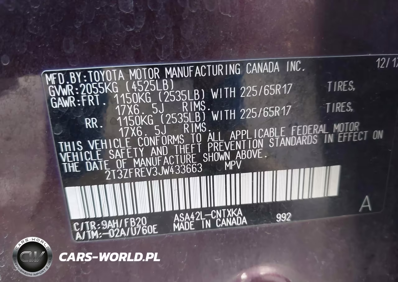 2018 Toyota Rav4 Le VIN:2T3ZFREV3JW433663 - 9