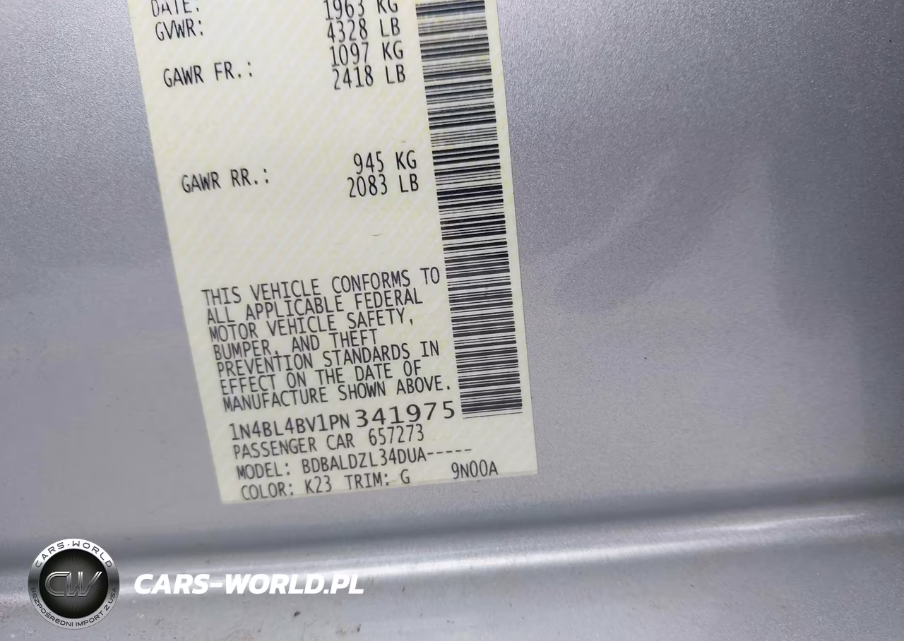 2023 Nissan Altima S Fwd VIN:1N4BL4BV1PN341975 - 9
