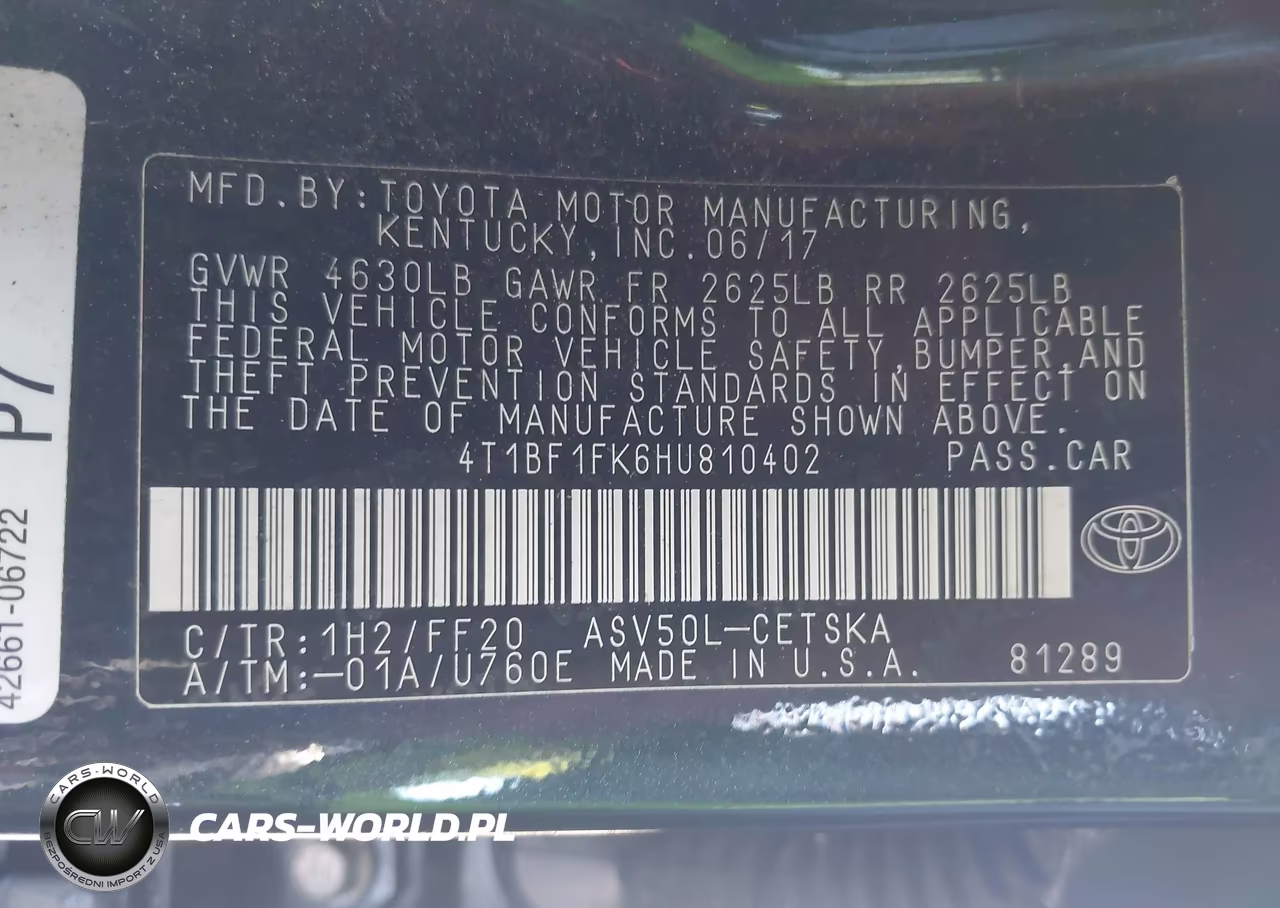 2017 Toyota Camry Se VIN:4T1BF1FK6HU810402 - 9